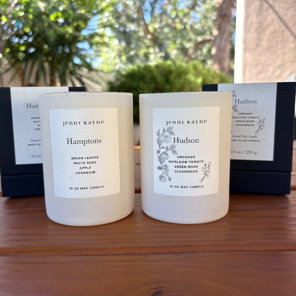 2 Empty Jenni Kayne Candle Vessels, Cream Glass, Hamptons and Hudson Scents - Picture 1 of 8